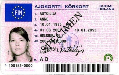 Vuoden 2007 ajokorttimallin etupuoli