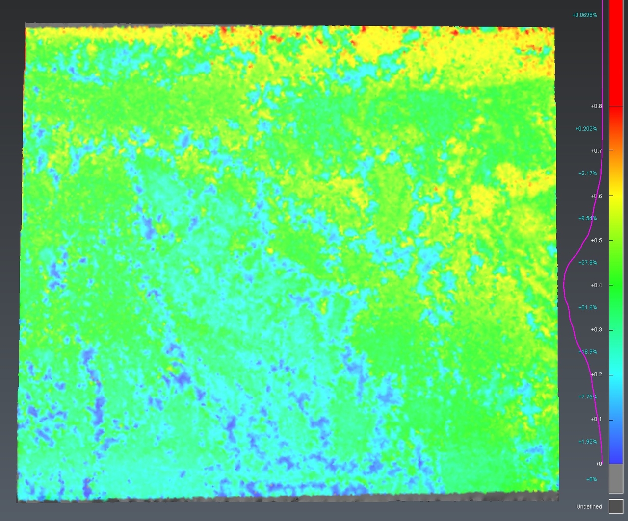 Contour plot of a photogrammetric frost thickness distribution