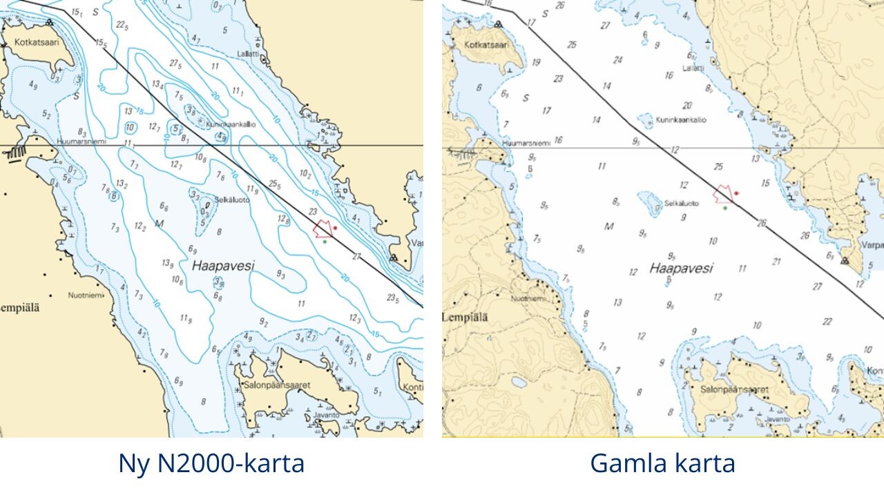På vänster den nya N2000 kartan och på höger den gamla kartan
