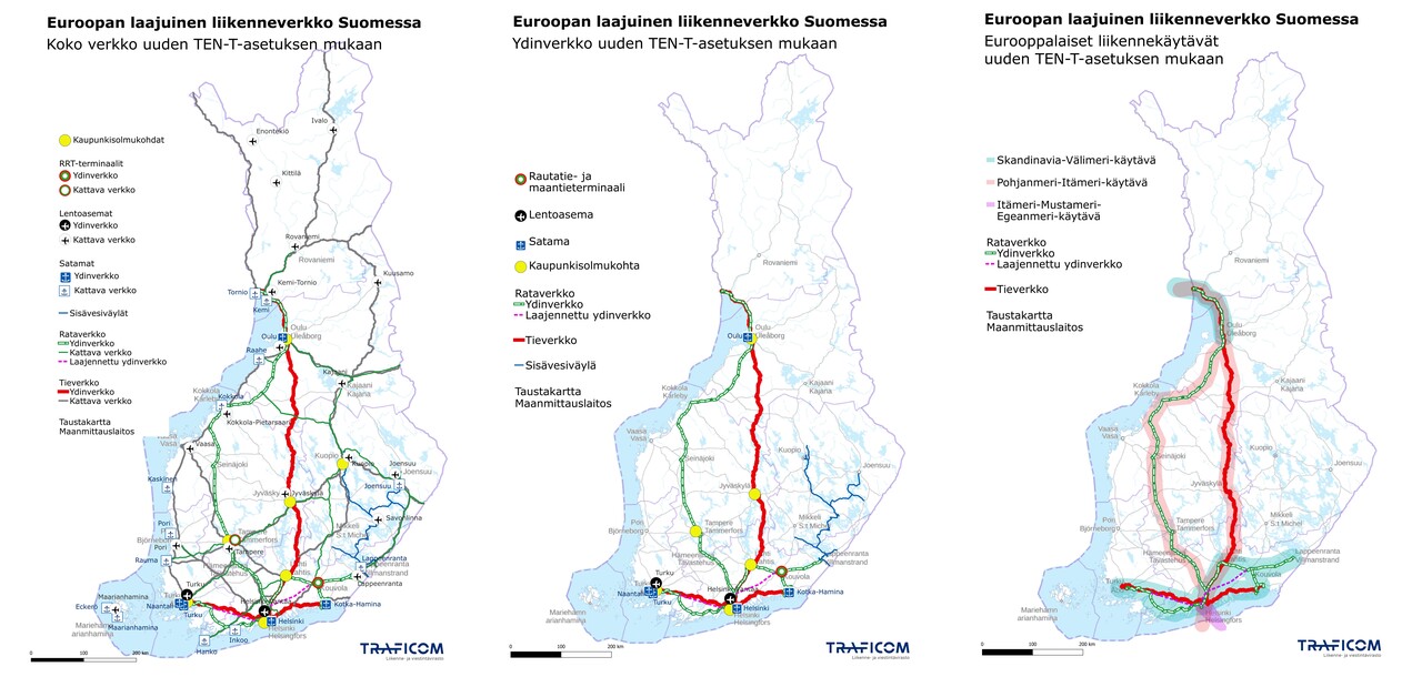 TEN-T-verkko 2024 asetuksen mukaan 3 kuvaa